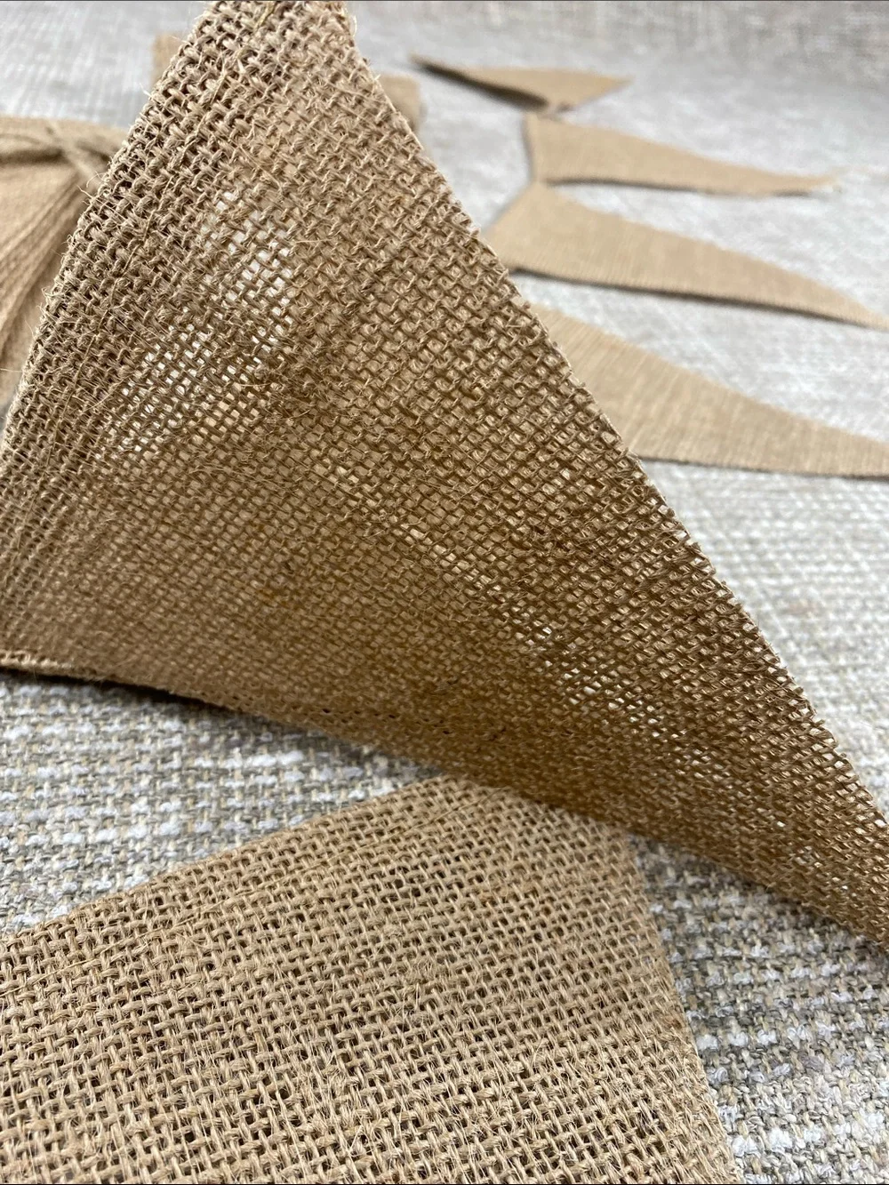 Burlap Triangle Pennant Banner in Natural Tan 70” long pack of 5